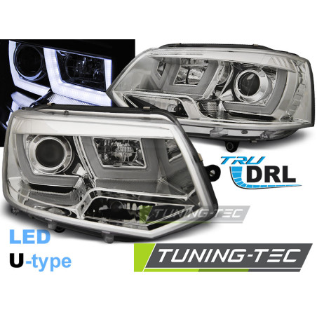 Fari Anteriori LED Cromato per Volkswagen T5 2010-2015 (Cod. TT-LPVWL1)