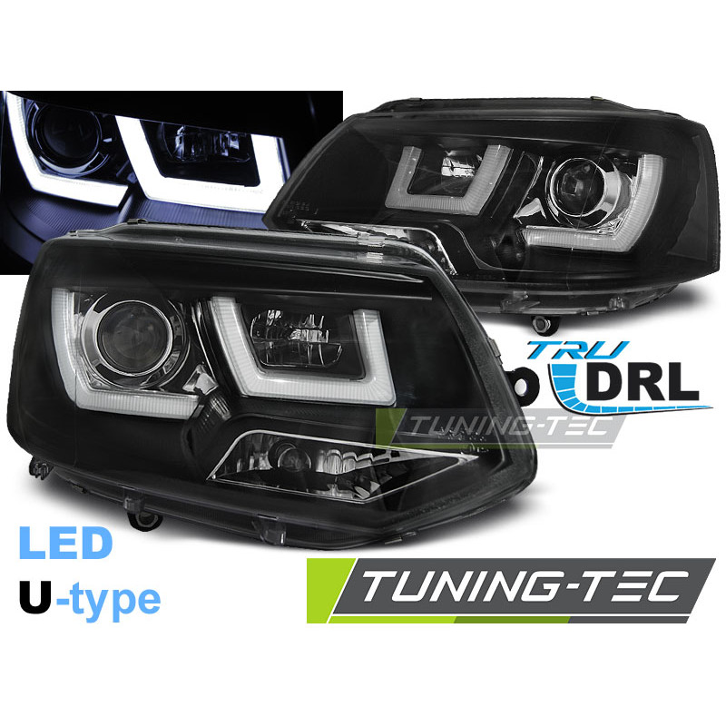 Fari Anteriori LED Nero per Volkswagen T5 2010-2015 (Cod. TT-LPVWL2)