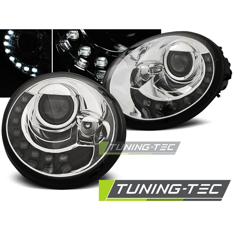 Fari Anteriori Luci Diurne Cromato per Volkswagen New Beetle 10/1998-05/2005 (Cod. TT-LPVWL6)