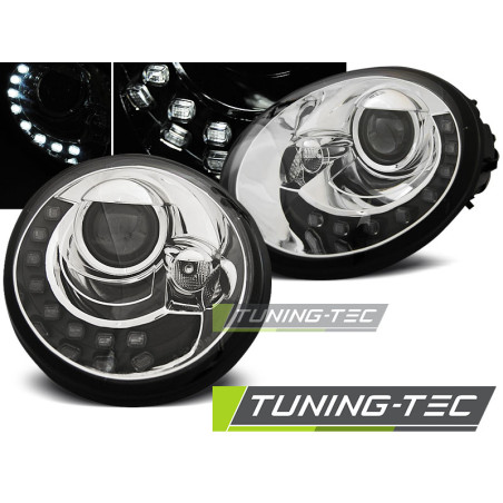 Fari Anteriori Luci Diurne Cromato per Volkswagen New Beetle 10/1998-05/2005 (Cod. TT-LPVWL6)