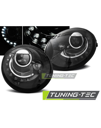 Fari Anteriori Luci Diurne Nero per Volkswagen New Beetle 10/1998-05/2005 (Cod. TT-LPVWL7)