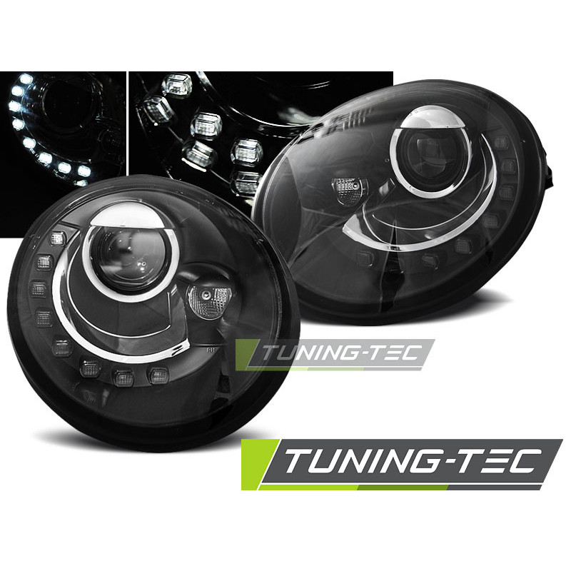 Fari Anteriori Luci Diurne Nero per Volkswagen New Beetle 10/1998-05/2005 (Cod. TT-LPVWL7)