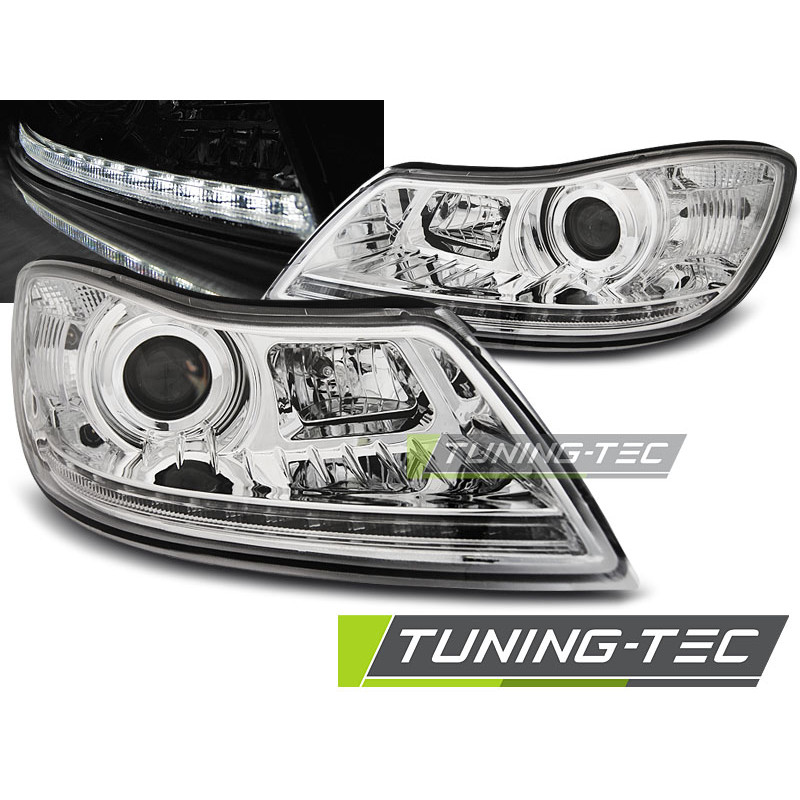 Fari Anteriori Luci Diurne Cromato per Skoda Octavia 2009-2012 (Cod. TT-LPSK22)