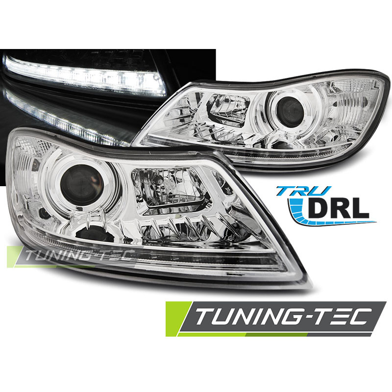 Fari Anteriori Luci Diurne DRL Cromato per Skoda Octavia 2009-2012 (Cod. TT-LPSK24)