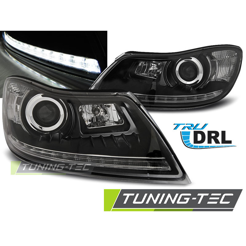 Fari Anteriori Luci Diurne DRL Nero per Skoda Octavia 2009-2012 (Cod. TT-LPSK25)