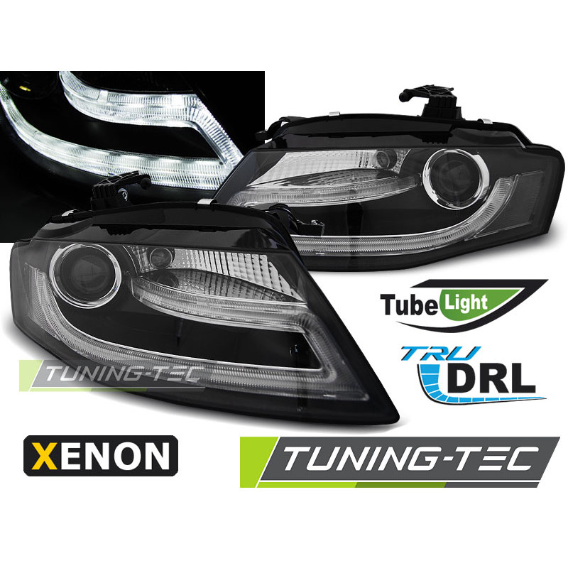 Fari Anteriori Luci Diurne DRL Nero per Audi A4 B8 04/2008-2011 (Cod. TT-LPAUD2)