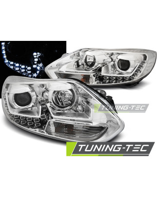 Fari Anteriori con Luci Diurne Luci Diurne Cromato per Ford Focus Mk3 2011-10/2014 (Cod. TT-LPFO60)