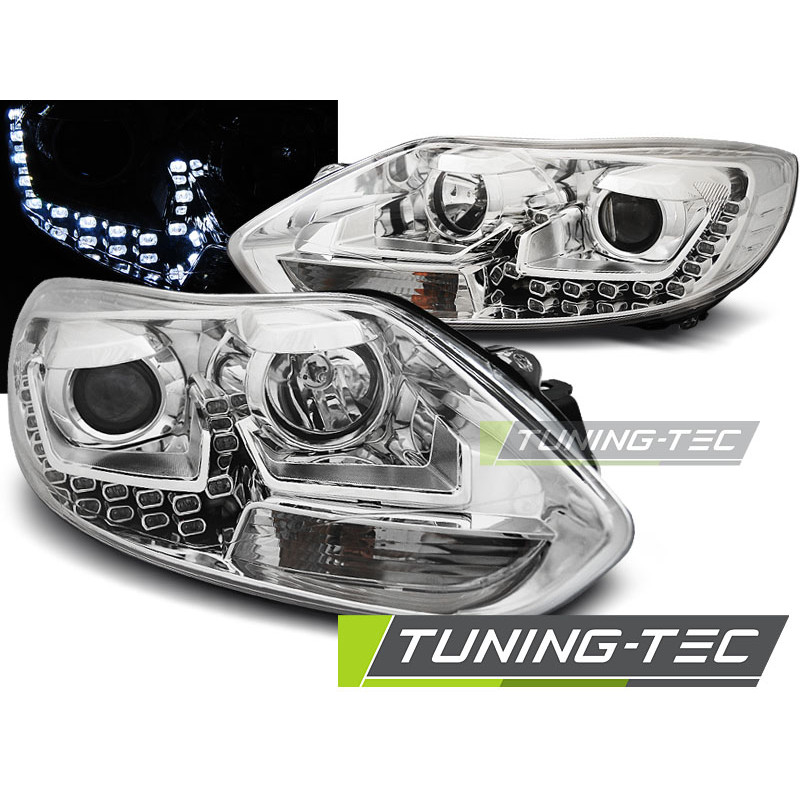 Fari Anteriori con Luci Diurne Luci Diurne Cromato per Ford Focus Mk3 2011-10/2014 (Cod. TT-LPFO60)