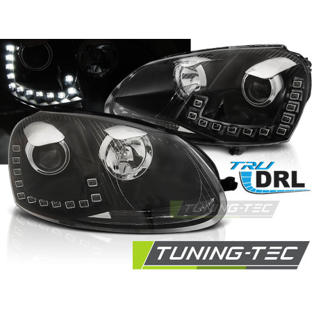 Fari Anteriori Luci Diurne DRL Nero per Volkswagen Golf 5 10/2003-2009 (Cod. TT-LPVWM6)