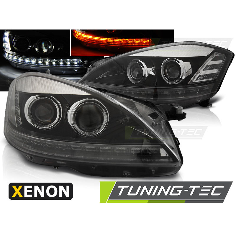 Fari Anteriori Luci Diurne Nero per Mercedes-Benz W221 2005-2009 (Cod. TT-LPMEA2)