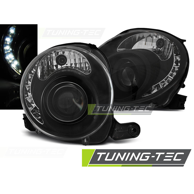 Fanali Posteriori LED LED Nero per Fiat 500 2007-2015 (Cod. TT-LPFI24)