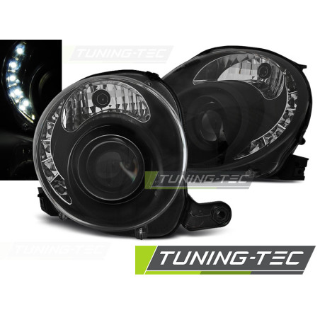 Fanali Posteriori LED LED Nero per Fiat 500 2007-2015 (Cod. TT-LPFI24)
