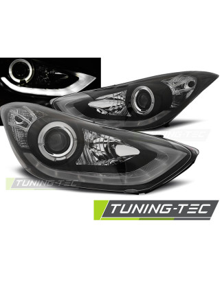 Fari Anteriori con Luci Diurne Luci Diurne LED Nero per Hyundai Elantra 11/2010-2015 (Cod. TT-LPHU09
