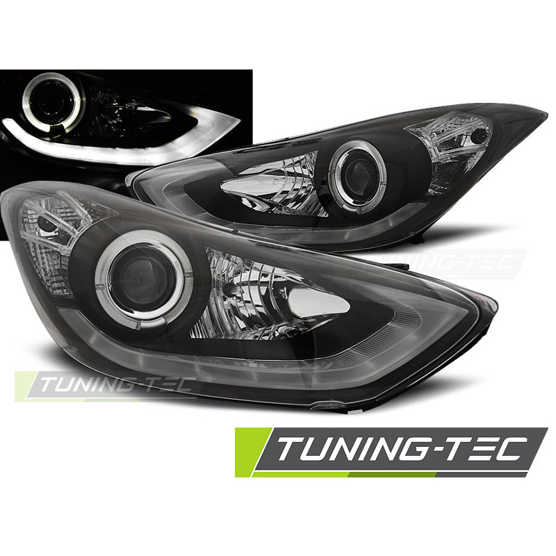 Fari Anteriori con Luci Diurne Luci Diurne LED Nero per Hyundai Elantra 11/2010-2015 (Cod. TT-LPHU09