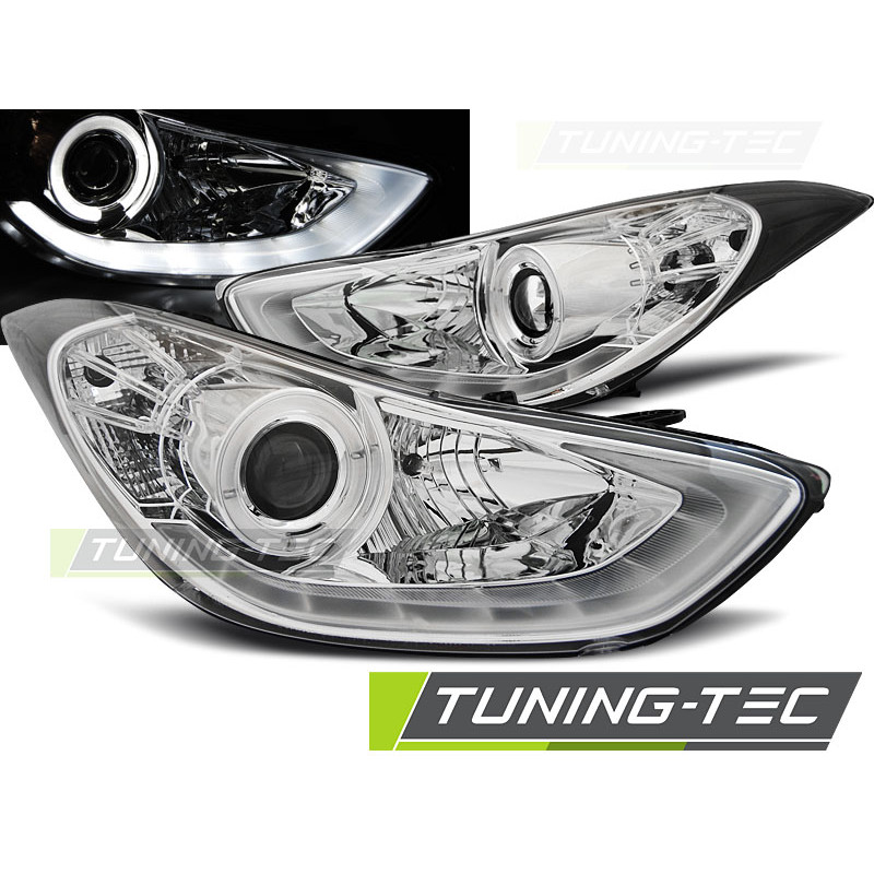 Fari Anteriori con Luci Diurne Luci Diurne LED Cromato per Hyundai Elantra 11/2010-2015 (Cod. TT-LPH