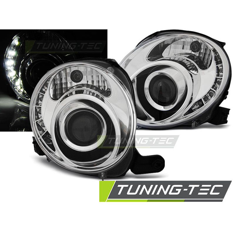 Fanali Posteriori LED LED Cromato per Fiat 500 2007-2015 (Cod. TT-LPFI23)
