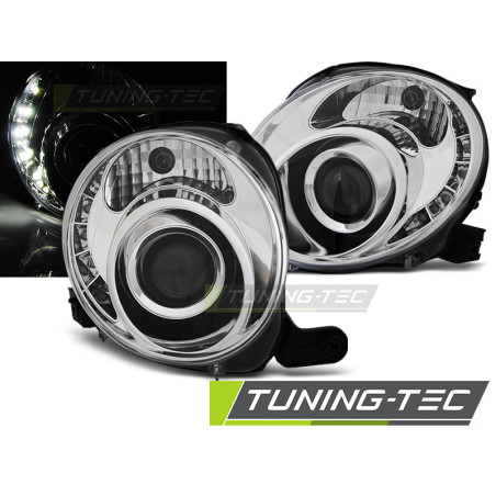 Fanali Posteriori LED LED Cromato per Fiat 500 2007-2015 (Cod. TT-LPFI23)