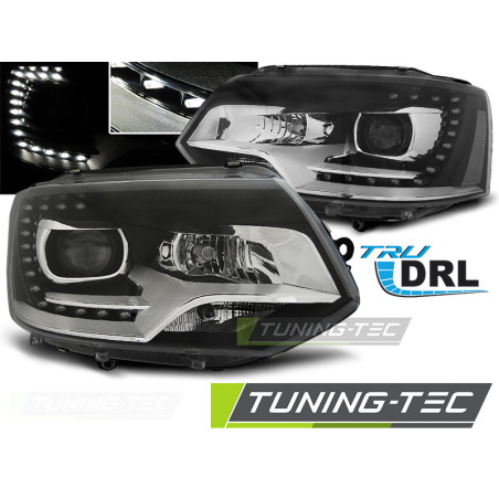 Fari Anteriori Luci Diurne DRL Nero per Volkswagen T5 2010-2015 (Cod. TT-LPVWM4)