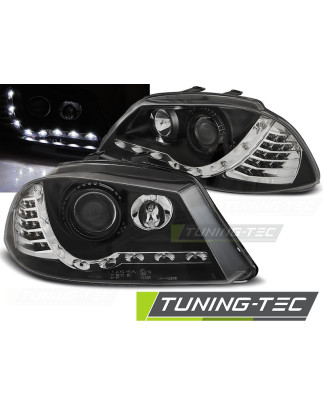 Fari Anteriori Luci Diurne Nero per Seat Ibiza 6L 04/2002-2008 (Cod. TT-LPSE28)
