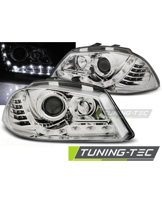 Fari Anteriori Luci Diurne Cromato per Seat Ibiza 6L 04/2002-2008 (Cod. TT-LPSE27)