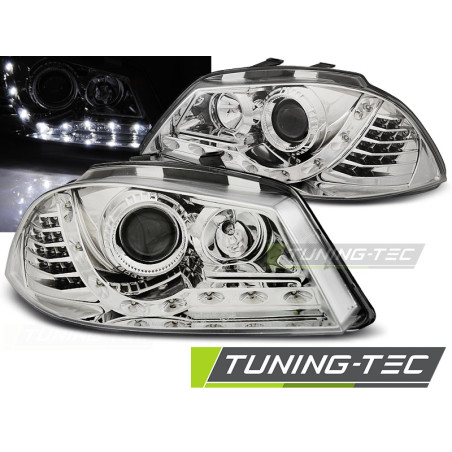 Fari Anteriori Luci Diurne Cromato per Seat Ibiza 6L 04/2002-2008 (Cod. TT-LPSE27)