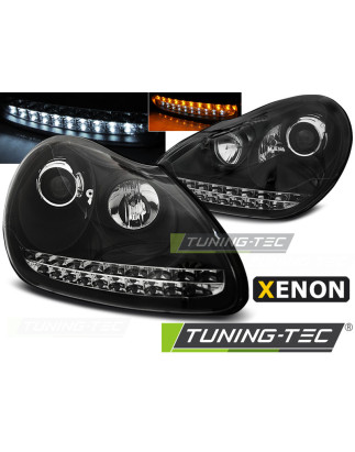 Fari Anteriori Luci Diurne Nero per Porsche Cayenne 2002-2006 (Cod. TT-LPPO04)