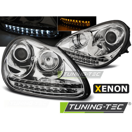 Fari Anteriori Luci Diurne Cromato per Porsche Cayenne 2002-2006 (Cod. TT-LPPO03)