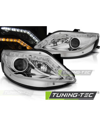 Fari Anteriori Luci Diurne LED Cromato per Seat Ibiza 6J 06/2008-2012 (Cod. TT-LPSE33)