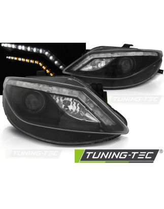 Fari Anteriori Luci Diurne LED Nero per Seat Ibiza 6J 06/2008-2012 (Cod. TT-LPSE34)