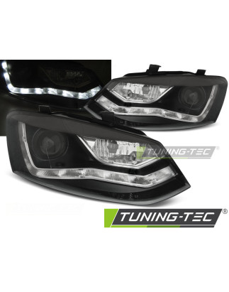 Fari Anteriori Luci Diurne Nero per Volkswagen Polo 6R 2009-03/2014 (Cod. TT-LPVWN6)