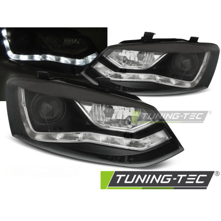 Fari Anteriori Luci Diurne Nero per Volkswagen Polo 6R 2009-03/2014 (Cod. TT-LPVWN6)