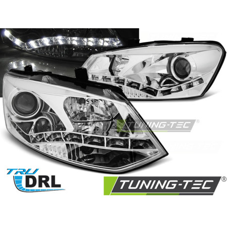Fari Anteriori Luci Diurne DRL Cromato per Volkswagen Polo 6R 2009-03/2014 (Cod. TT-LPVWN3)