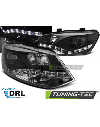 Fari Anteriori Luci Diurne DRL Nero per Volkswagen Polo 6R 2009-03/2014 (Cod. TT-LPVWN4)
