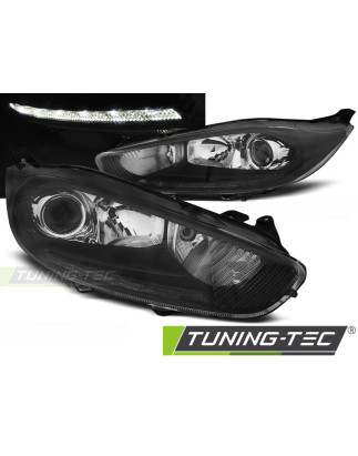 Fari Anteriori con Luci Diurne Luci Diurne DRL LED Nero per Ford Fiesta Mk7 2013-2016 (Cod. TT-LPFO6