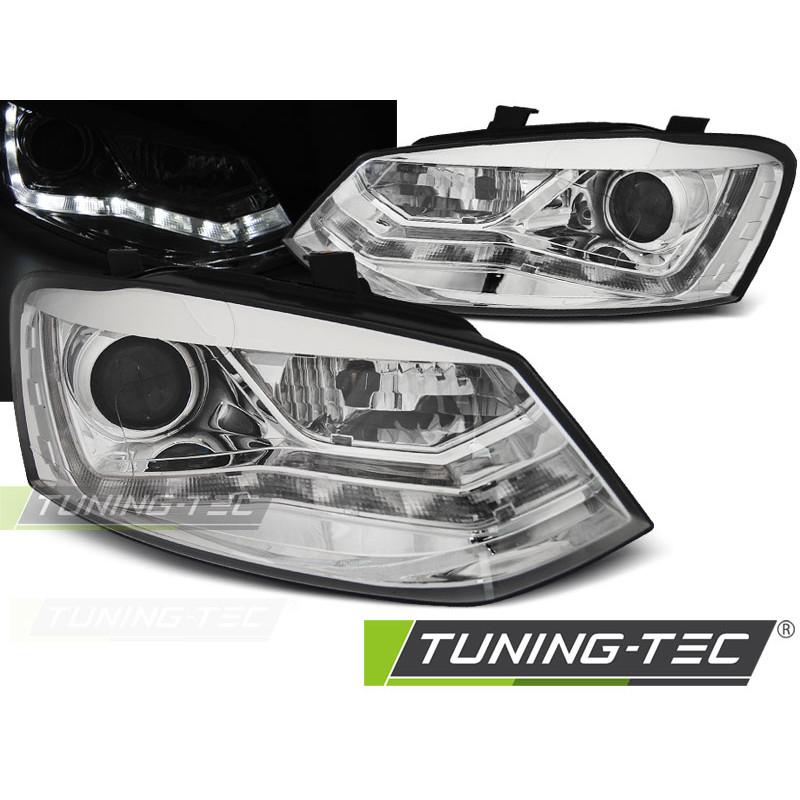 Fari Anteriori Luci Diurne Cromato per Volkswagen Polo 6R 2009-03/2014 (Cod. TT-LPVWN5)