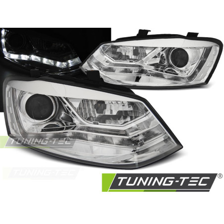 Fari Anteriori Luci Diurne Cromato per Volkswagen Polo 6R 2009-03/2014 (Cod. TT-LPVWN5)