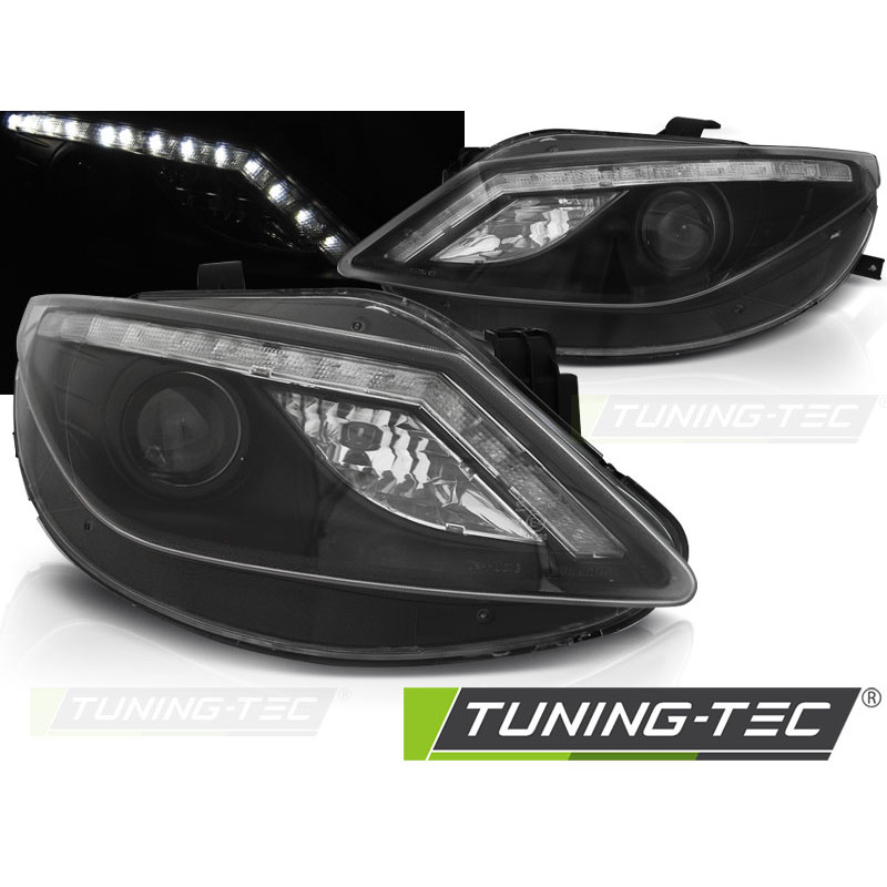 Fari Anteriori Luci Diurne Nero per Seat Ibiza 6J 06/2008-2012 (Cod. TT-LPSE32)