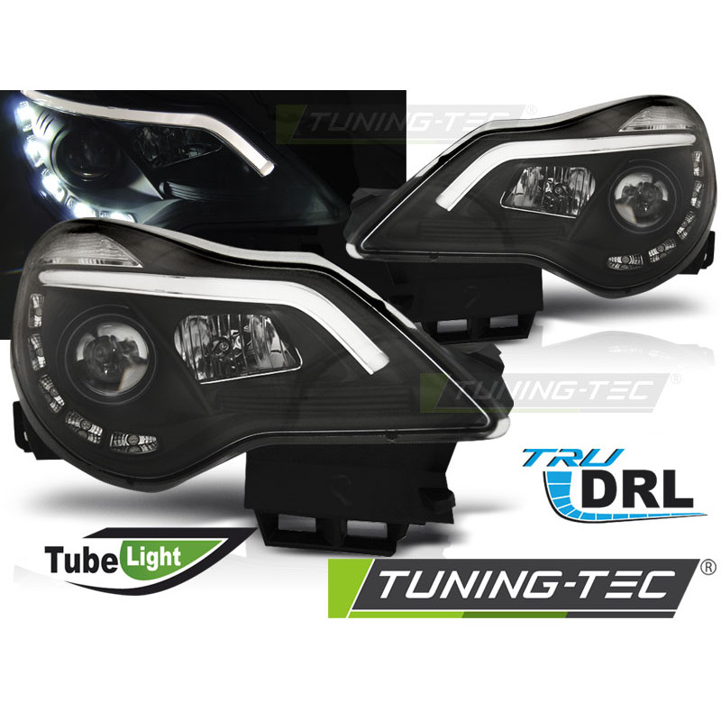 Fari Anteriori con Luci Diurne Luci Diurne DRL Nero per Opel Corsa D 2011-2014 (Cod. TT-LPOPA9)