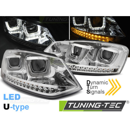 Fari Anteriori LED Cromato per Volkswagen Polo 6R 2009-03/2014 (Cod. TT-LPVWN1)