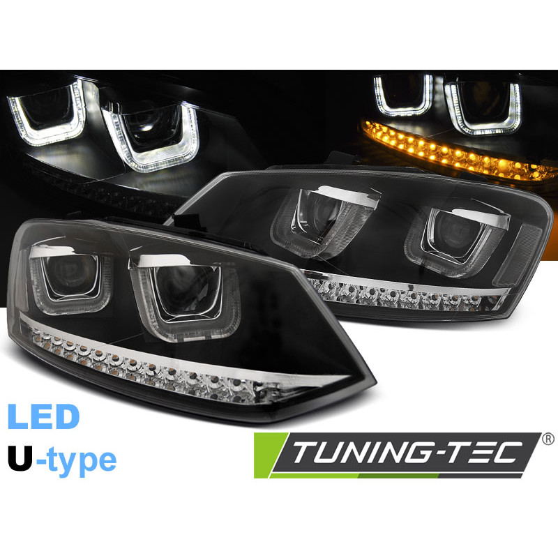 Fari Anteriori LED Nero per Volkswagen Polo 6R 2009-03/2014 (Cod. TT-LPVWN0)