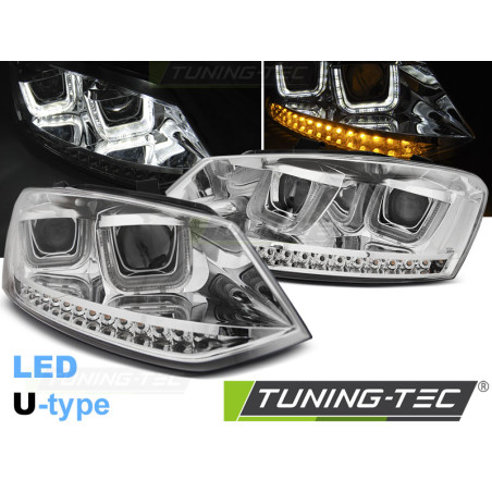 Fari Anteriori LED Cromato per Volkswagen Polo 6R 2009-03/2014 (Cod. TT-LPVWM9)