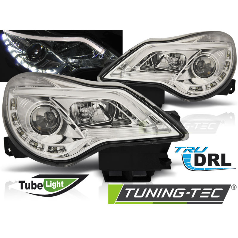 Fari Anteriori con Luci Diurne Luci Diurne DRL Cromato per Opel Corsa D 2011-2014 (Cod. TT-LPOPA8)