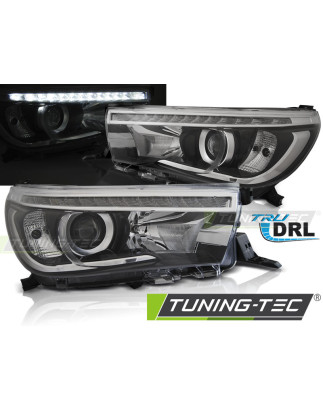 Fari Anteriori con Luci Diurne Luci Diurne DRL LED Nero per Toyota Hilux Projector True Dal 2016 (Co