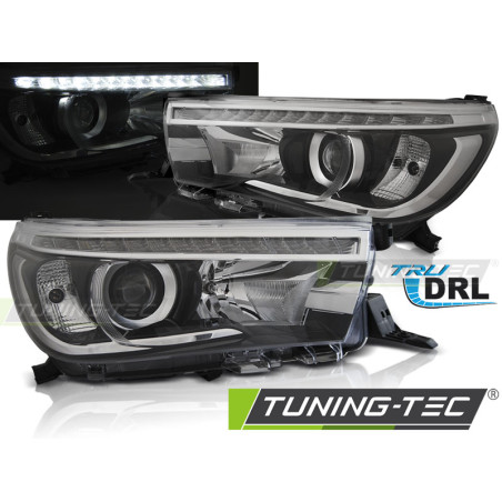 Fari Anteriori con Luci Diurne Luci Diurne DRL LED Nero per Toyota Hilux Projector True Dal 2016 (Co