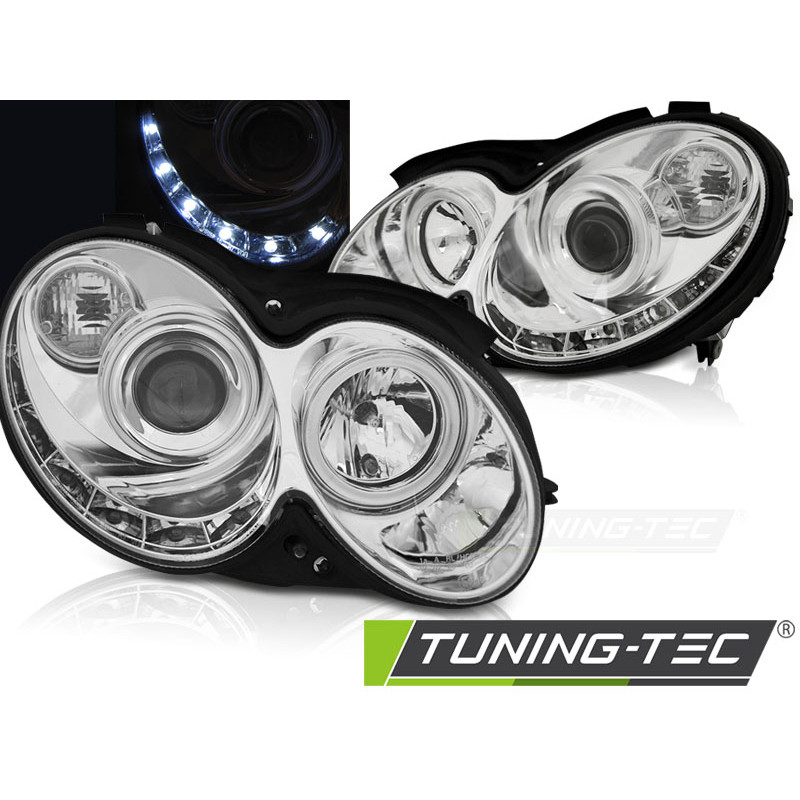Fari Anteriori Luci Diurne Cromato per Mercedes-Benz Clk W209 2003-2010 (Cod. TT-LPMEA5)