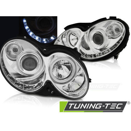 Fari Anteriori Luci Diurne Cromato per Mercedes-Benz Clk W209 2003-2010 (Cod. TT-LPMEA5)