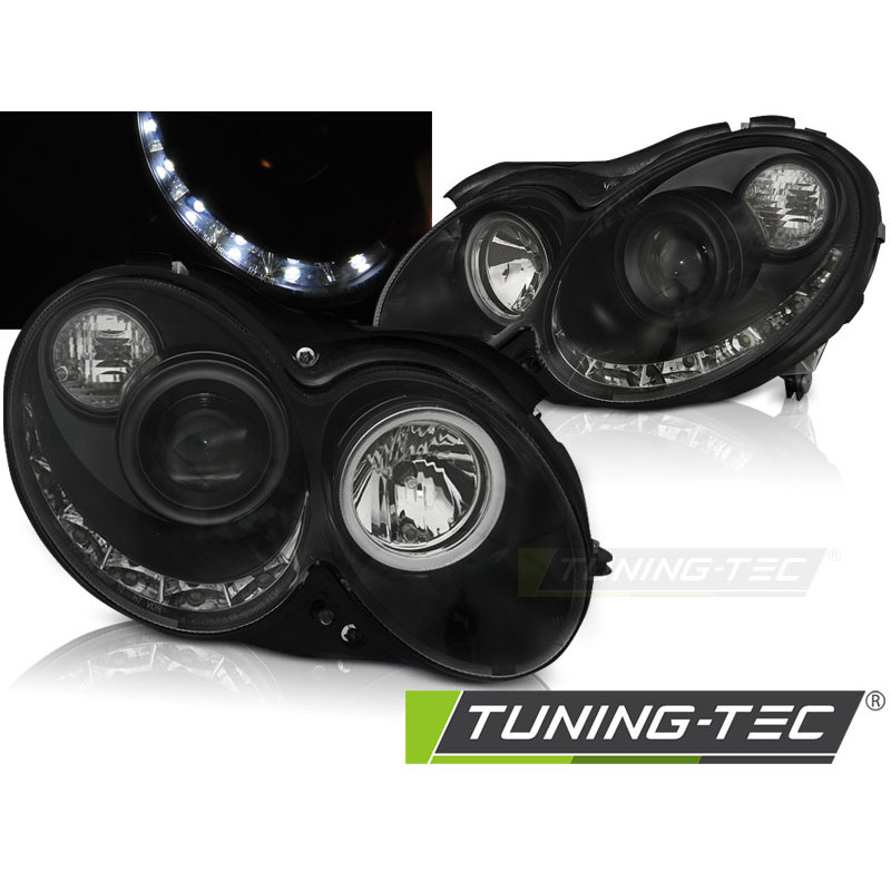 Fari Anteriori Luci Diurne Nero per Mercedes-Benz Clk W209 2003-2010 (Cod. TT-LPMEA6)