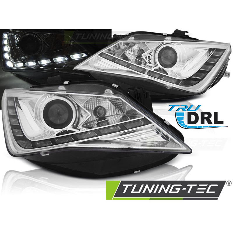 Fari Anteriori Luci Diurne DRL Cromato per Seat Seat Ibiza 6J 2012-2015 (Cod. TT-LPSE29)