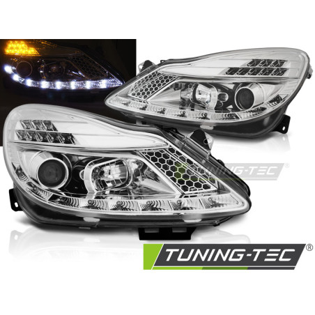 Fari Anteriori con Luci Diurne Luci Diurne Cromato per Opel Corsa D 04/2006-2011 (Cod. TT-LPOPA2)