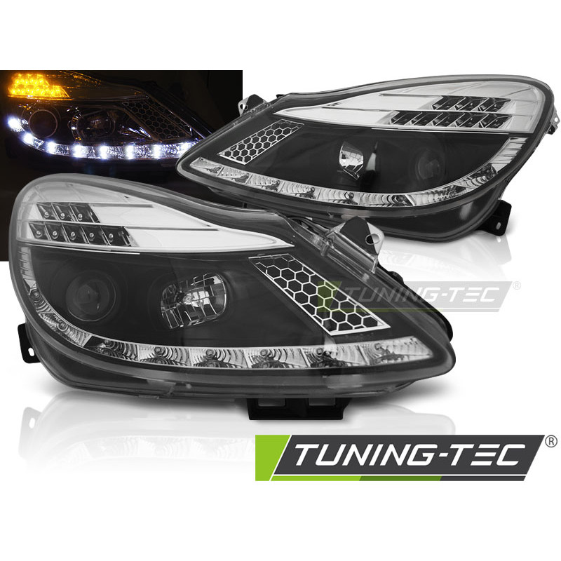 Fari Anteriori con Luci Diurne Luci Diurne Nero per Opel Corsa D 04/2006-2011 (Cod. TT-LPOPA3)